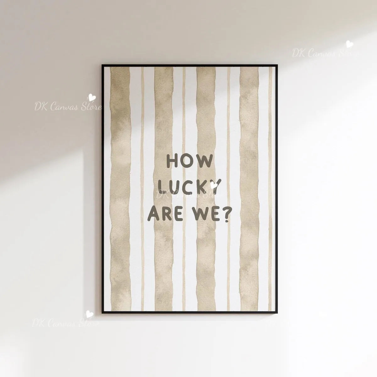 "How Lucky Are We" Quote Canvas Print Poster Modern Heart Stripe Art Prints Bedroom Living Room Wall Art Home Decor Poster