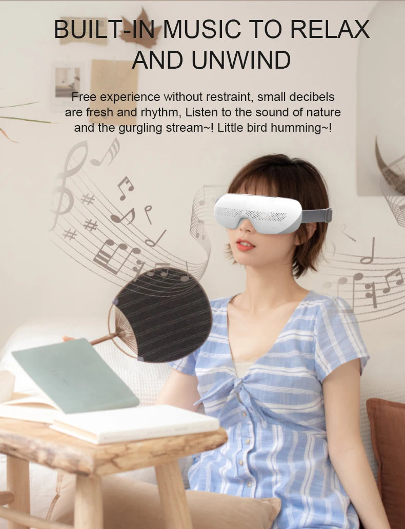 Portable Visible Eye Massager with Bluetooth Music Eye Care Device Sleep Eye Mask with 4 Mode Massage Muscle Gift for Mom Dad