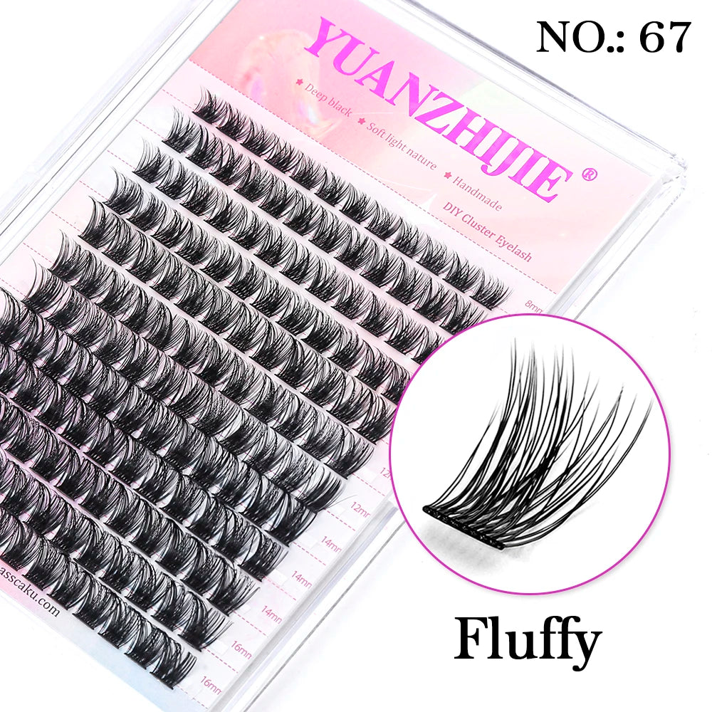10cases/lot YUANZHIJIE Knot-free lashes Clusters 100% Hand-Tufted Anime Eyelashes Premium Materail Cruetly-free lash Extensions