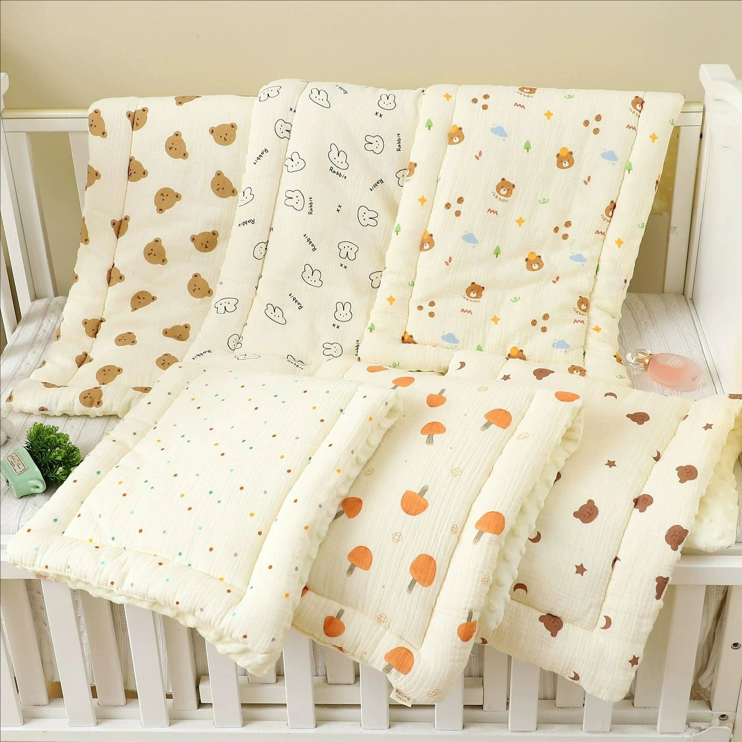 Cartoon Bear Baby Stroller Seat Cushion Cotton Soft Newborn Car Seat Pad Infant Pushchair Mattress Mat Kid Pram Accessories