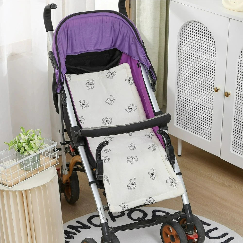 Cartoon Bear Baby Stroller Seat Cushion Cotton Soft Newborn Car Seat Pad Infant Pushchair Mattress Mat Kid Pram Accessories