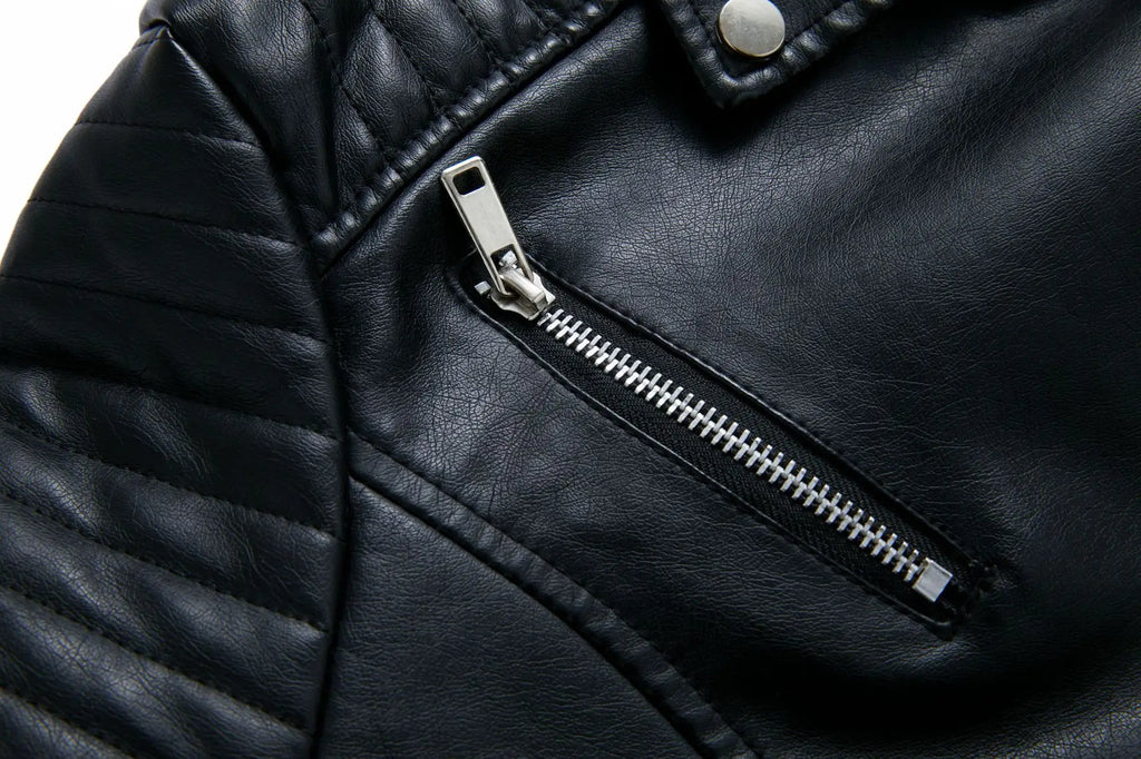 Spring and Autumn short women's leather jacket, Slim lapel biker suit, oblique zipper jacket women's coat