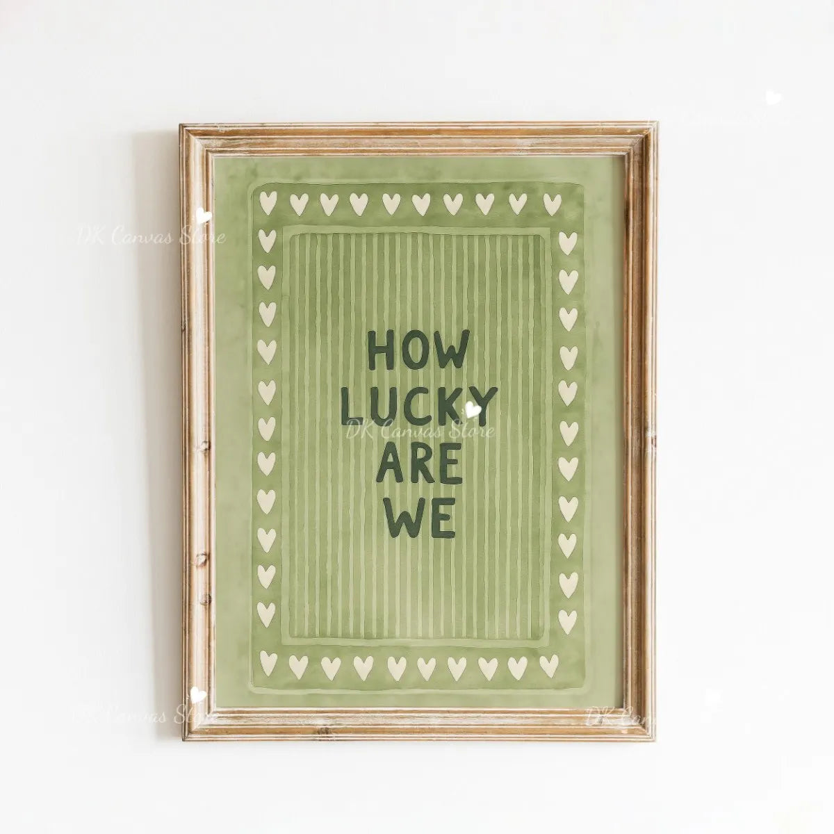 "How Lucky Are We" Quote Canvas Print Poster Modern Heart Stripe Art Prints Bedroom Living Room Wall Art Home Decor Poster