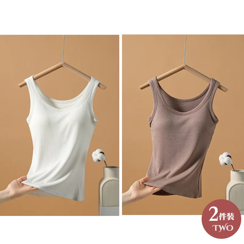2025 New Summer Women Sleeveless Vest Built in Bra Camisole Korean Style Tank Top Women Clothing Tank Top Women