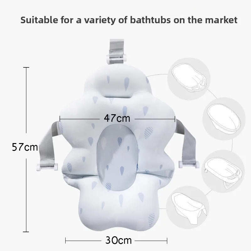 Baby Shower Bath Tub Pad Non-Slip Bathtub Mat Newborn Safe Security Bath Support Cushion Suspension Soft Pillow Care Accessories
