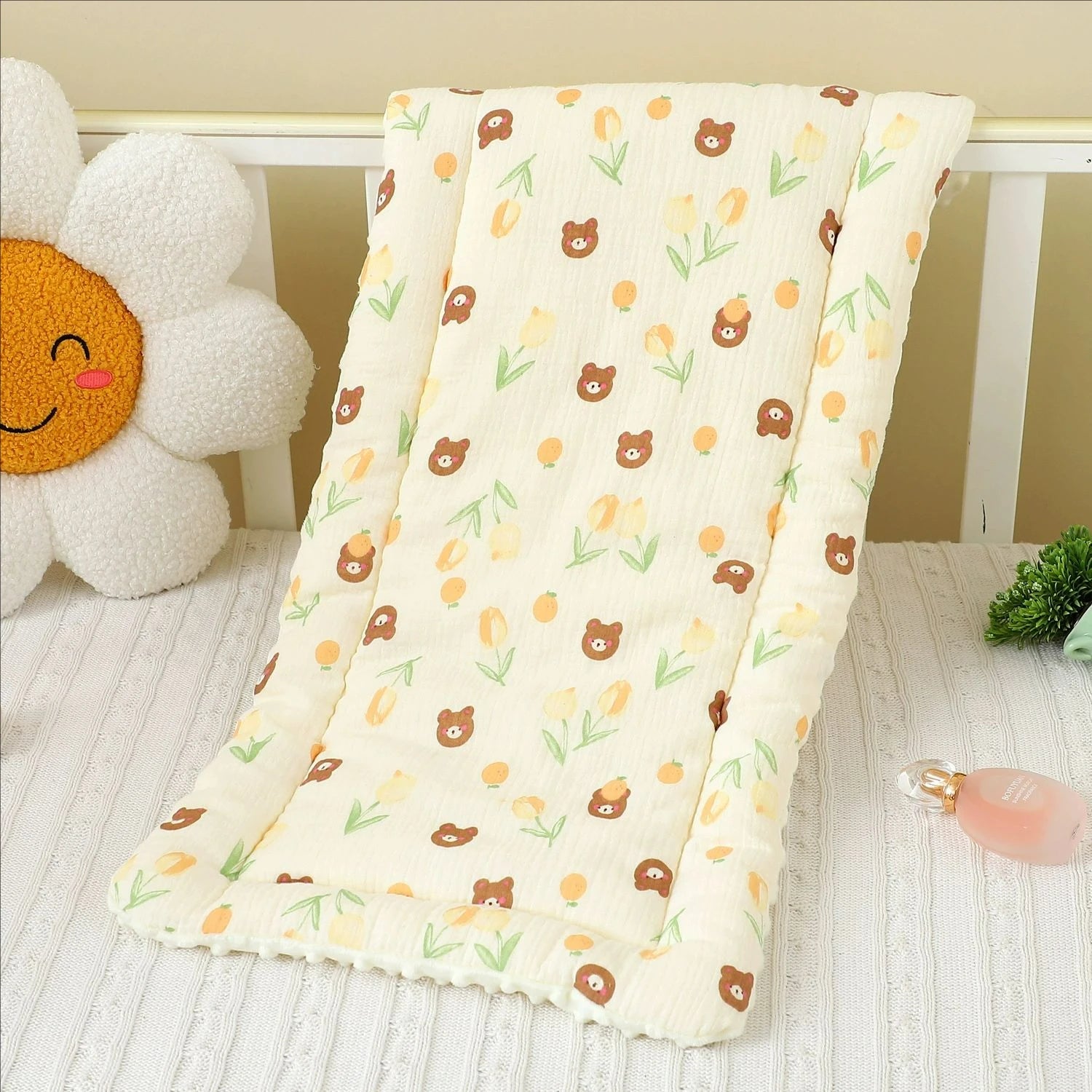 Cartoon Bear Baby Stroller Seat Cushion Cotton Soft Newborn Car Seat Pad Infant Pushchair Mattress Mat Kid Pram Accessories