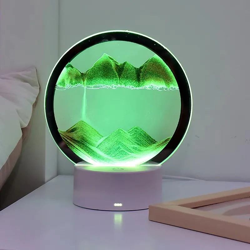 Quicksand Table Lamp, internet red hourglass decompression ornament 3D three-dimensional sand painting water painting colorful R