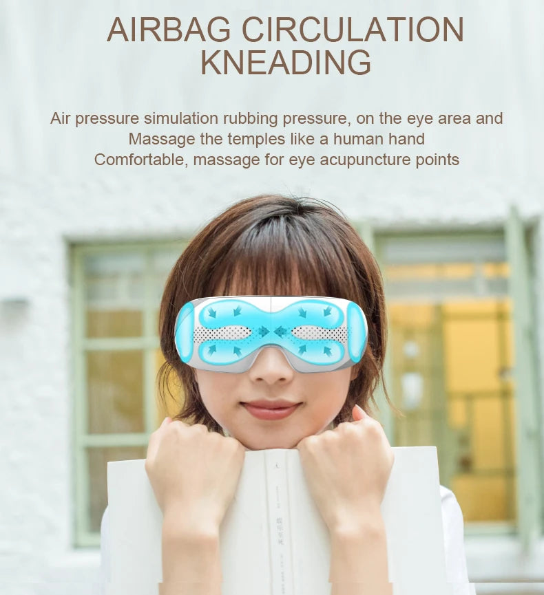 Portable Visible Eye Massager with Bluetooth Music Eye Care Device Sleep Eye Mask with 4 Mode Massage Muscle Gift for Mom Dad