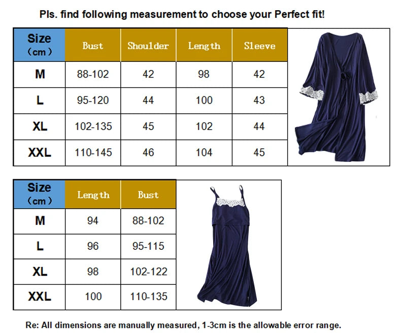 2pcs/Set Pregnancy Pajamas Sleepwear Nursing Nightwear Pregnant Woman Sling Breastfeeding Nightgown Maternity Labor Dress+Robe