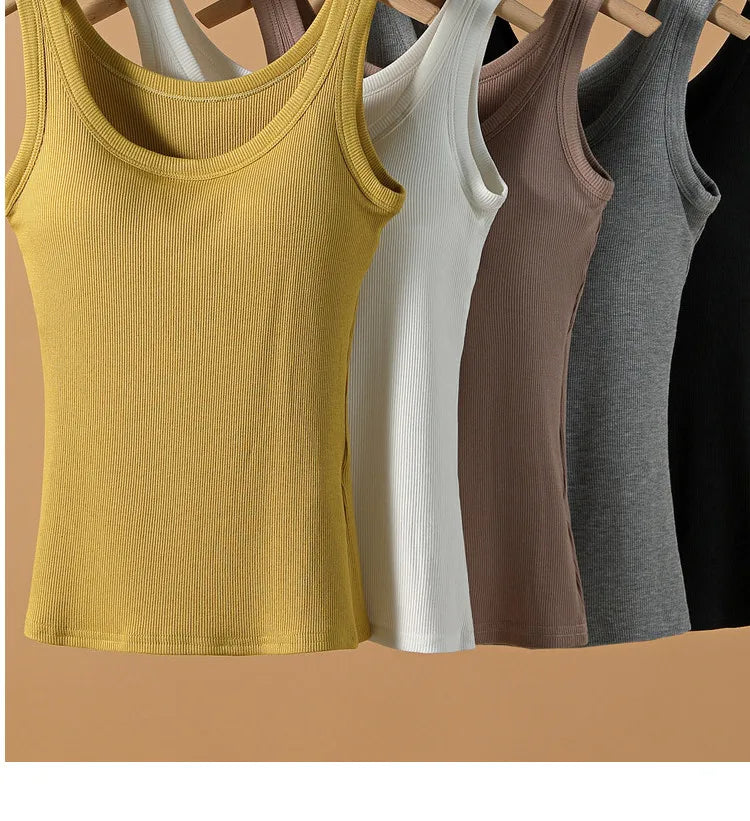 2025 New Summer Women Sleeveless Vest Built in Bra Camisole Korean Style Tank Top Women Clothing Tank Top Women