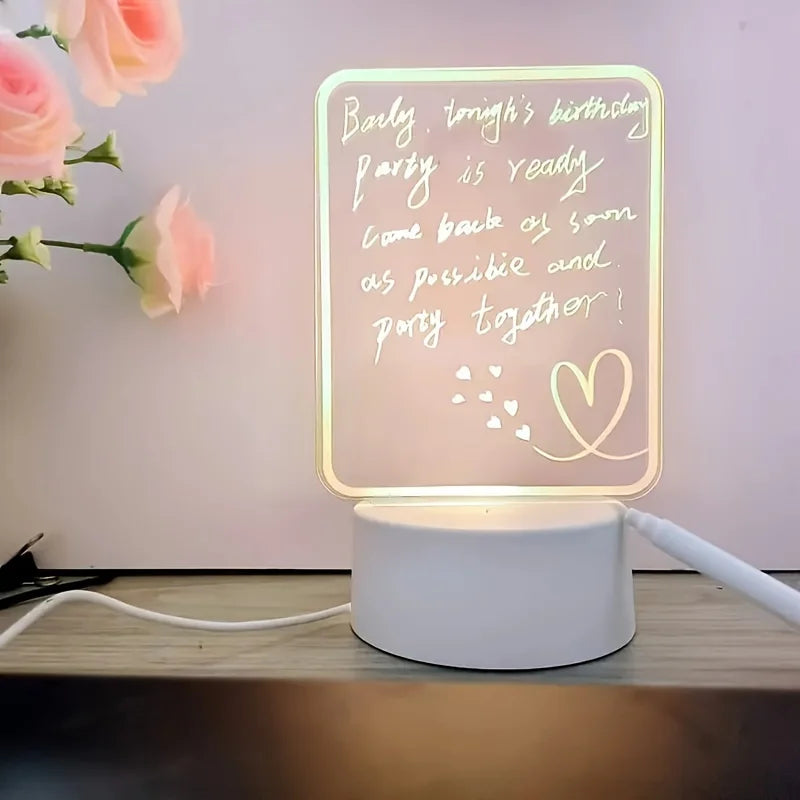 LED message board warm light night light erasable writing board, desktop decorative light, suitable for home bedrooms and living