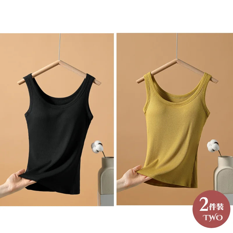 2025 New Summer Women Sleeveless Vest Built in Bra Camisole Korean Style Tank Top Women Clothing Tank Top Women