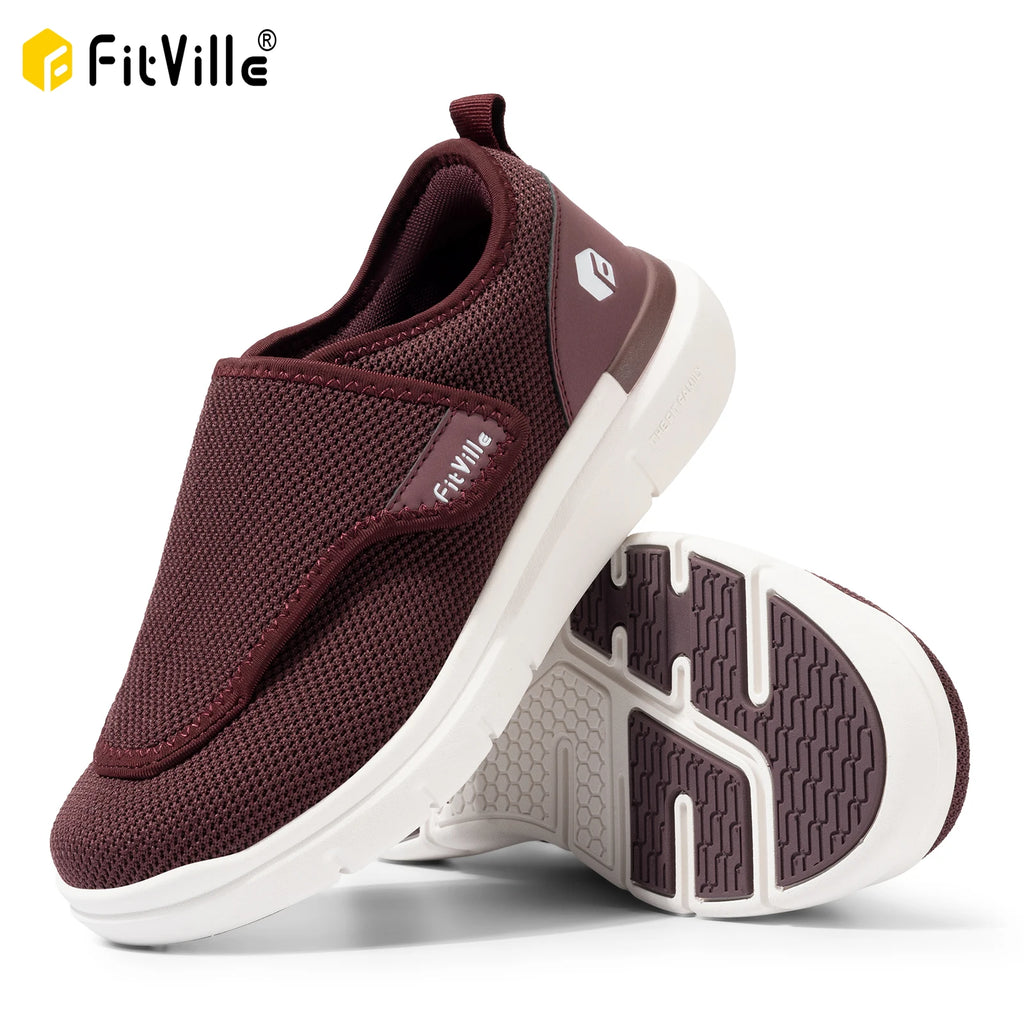 FitVille Extra Wide Women's Diabetic Shoes Adjustable Walking Shoes for Elderly Orthopedics Wide Feet Swollen Foot Pain Relief