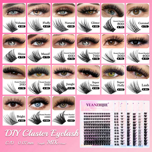 10cases/lot YUANZHIJIE Knot-free lashes Clusters 100% Hand-Tufted Anime Eyelashes Premium Materail Cruetly-free lash Extensions