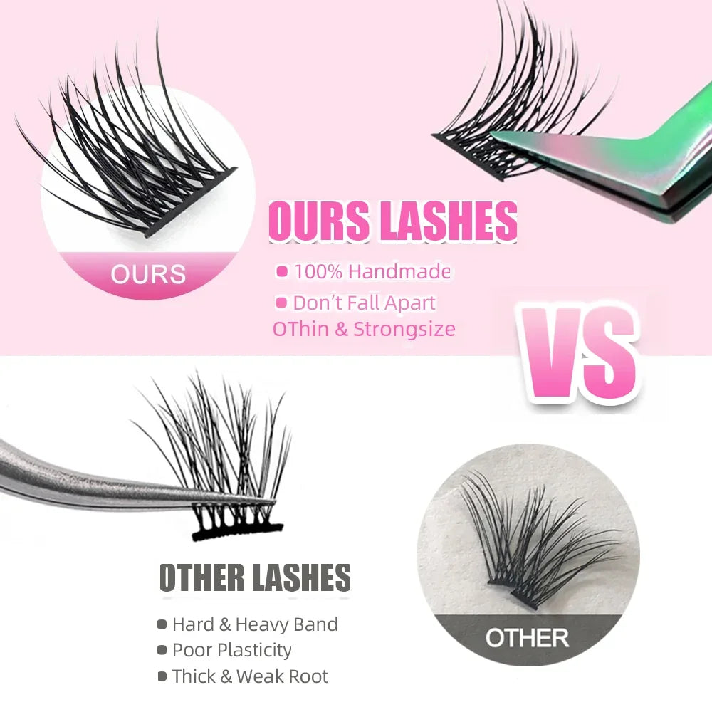 10cases/lot YUANZHIJIE Knot-free lashes Clusters 100% Hand-Tufted Anime Eyelashes Premium Materail Cruetly-free lash Extensions