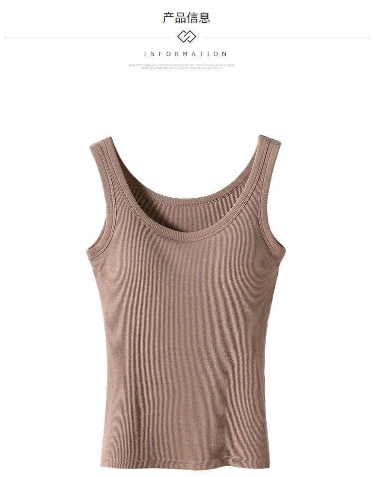2025 New Summer Women Sleeveless Vest Built in Bra Camisole Korean Style Tank Top Women Clothing Tank Top Women