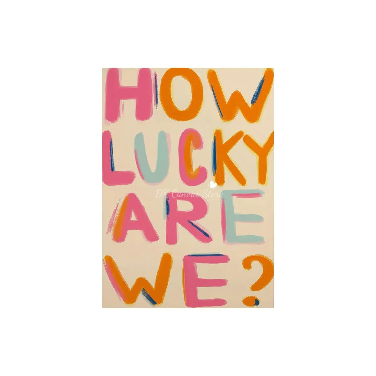 "How Lucky Are We" Quote Canvas Print Poster Modern Heart Stripe Art Prints Bedroom Living Room Wall Art Home Decor Poster