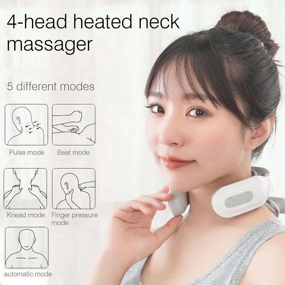 4-head Neck Massager USB Rechargeable Cervical Massager Relaxation Gifts for Women Men Dad Mom
