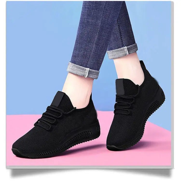 Women's Breathable Non-slip Platform Fashion New Casual Shoes Korean Running Shoes Black Sneakers Shoes for Women 2024 Autumn