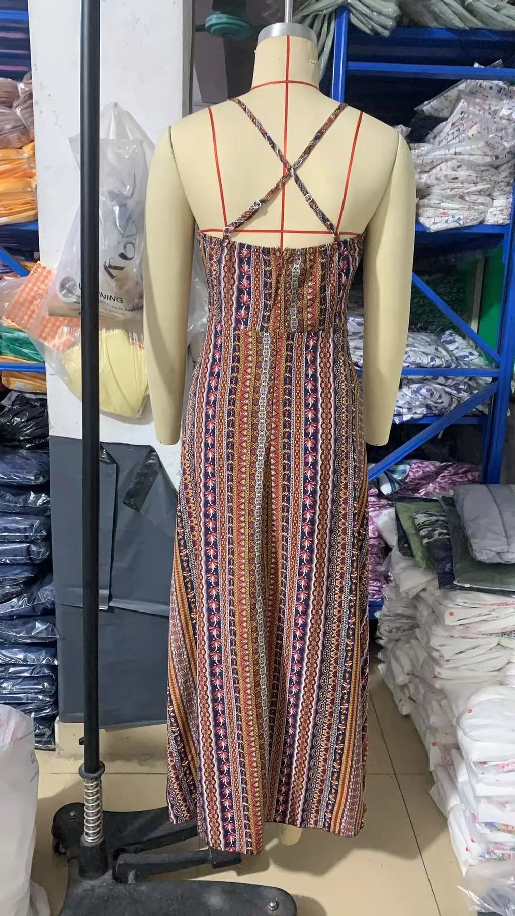 Sexy Wrap V-Neck Long Dress Polyester No-Sleeve High-Waist Printed Summer 2025 TikTok Trendy Split Strapless Gown