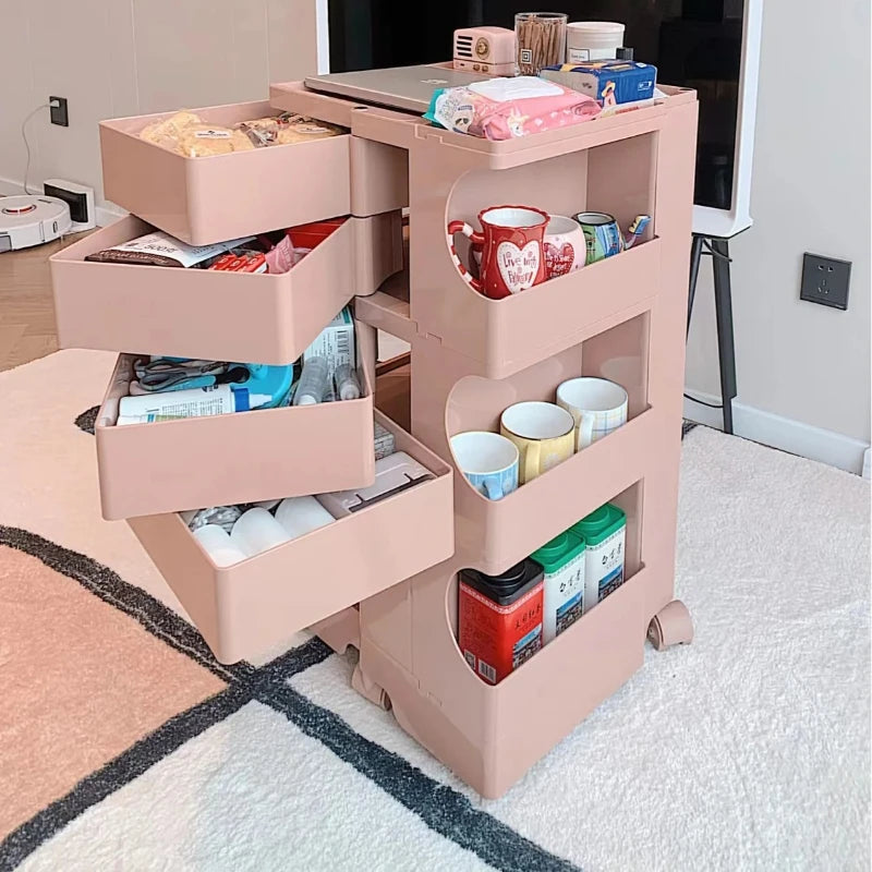 ‌360° Rotating Snack Cart - TikTok Viral Mobile Organizer, Makeup Vanity & Bedroom Storage Rack w/Wheels for Living Room‌