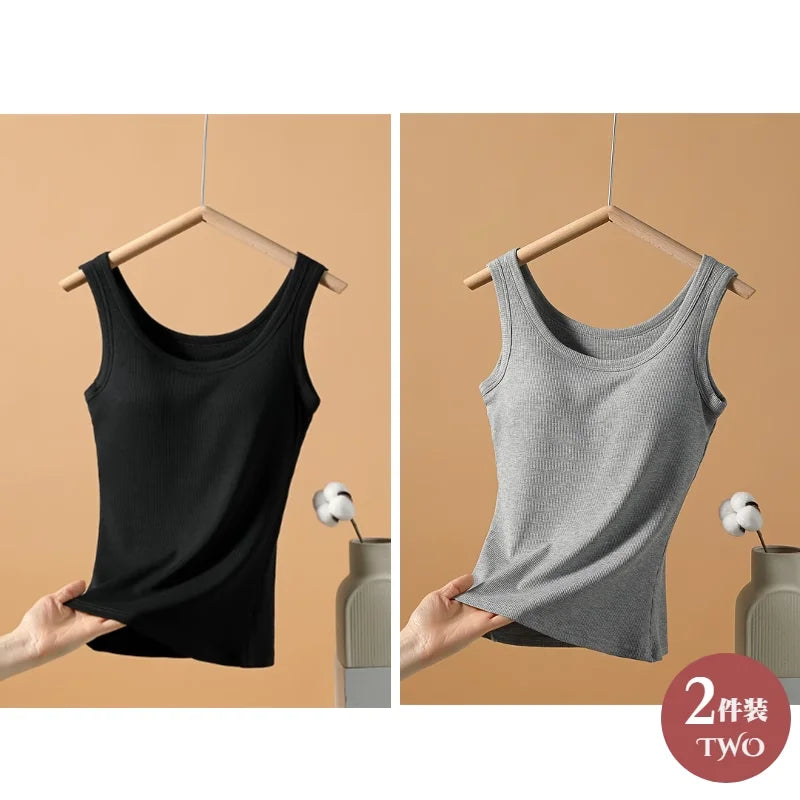 2025 New Summer Women Sleeveless Vest Built in Bra Camisole Korean Style Tank Top Women Clothing Tank Top Women