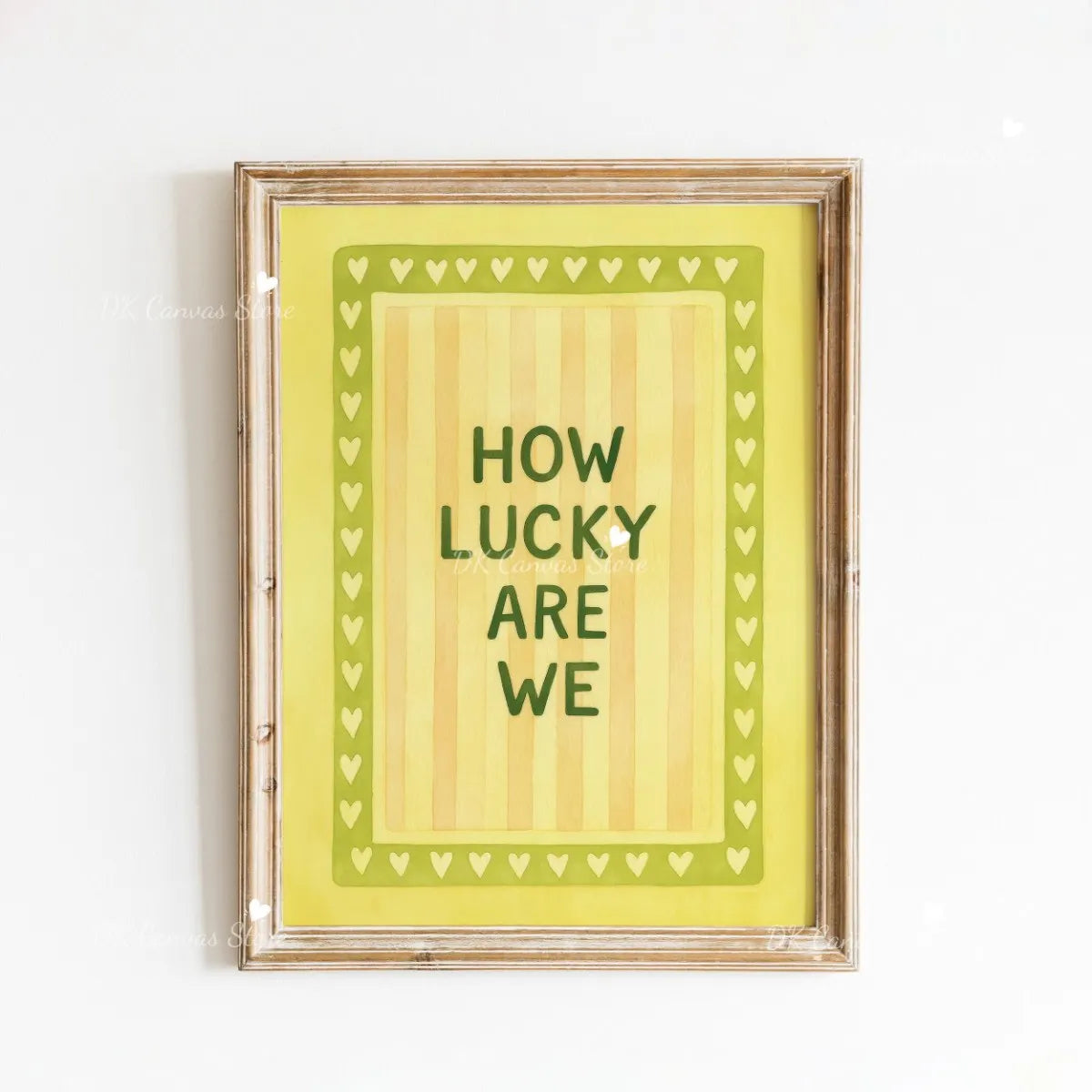 "How Lucky Are We" Quote Canvas Print Poster Modern Heart Stripe Art Prints Bedroom Living Room Wall Art Home Decor Poster