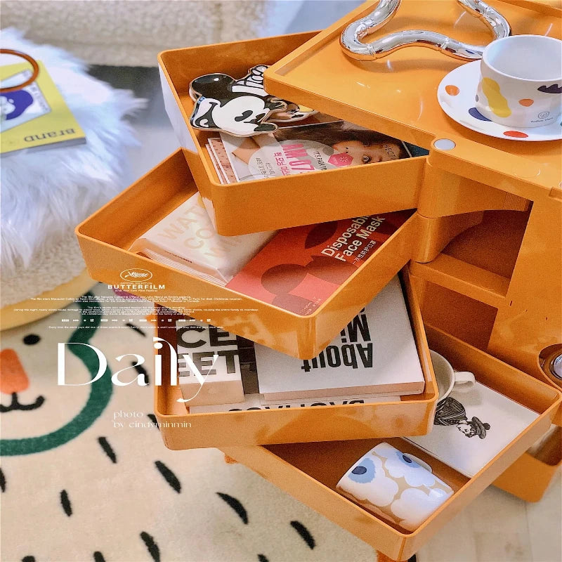 ‌360° Rotating Snack Cart - TikTok Viral Mobile Organizer, Makeup Vanity & Bedroom Storage Rack w/Wheels for Living Room‌