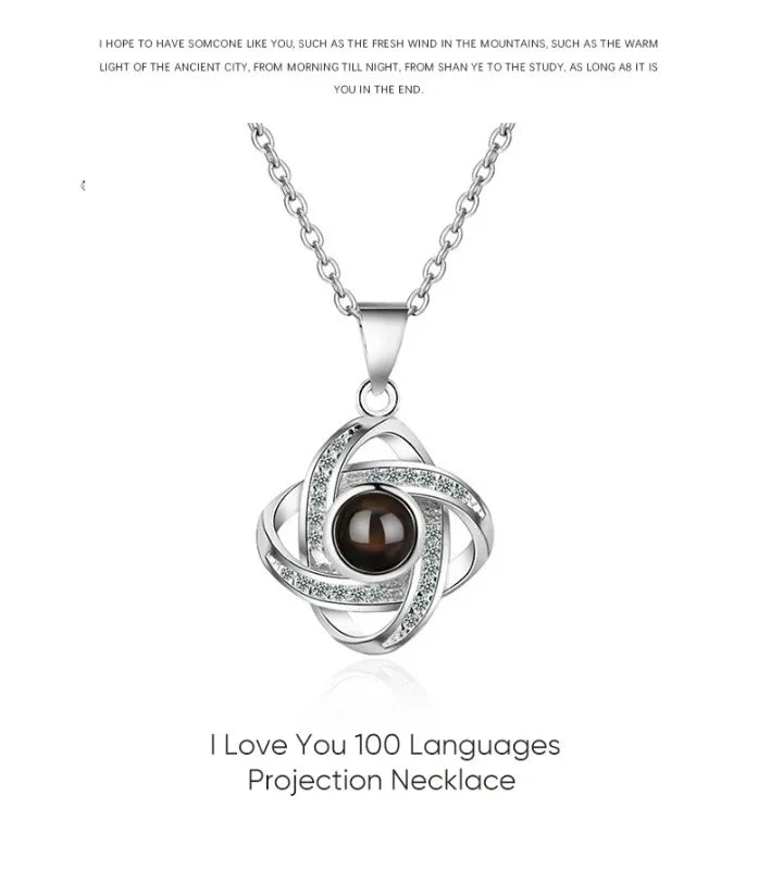 Mini Cute Eternal Rose Bear Jewelry Box Exquisite Portable 100 Languages "I Love You" Necklace Valentine's Day Birthday Gift