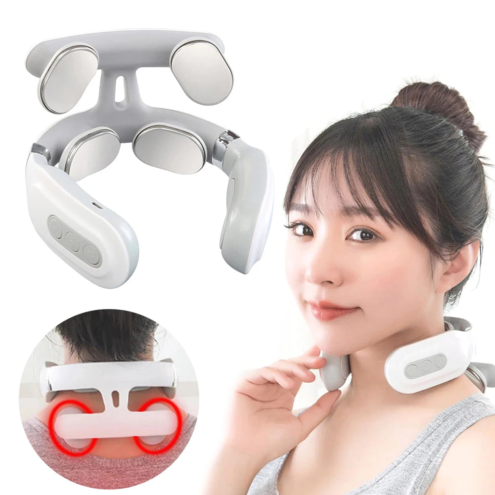 4-head Neck Massager USB Rechargeable Cervical Massager Relaxation Gifts for Women Men Dad Mom