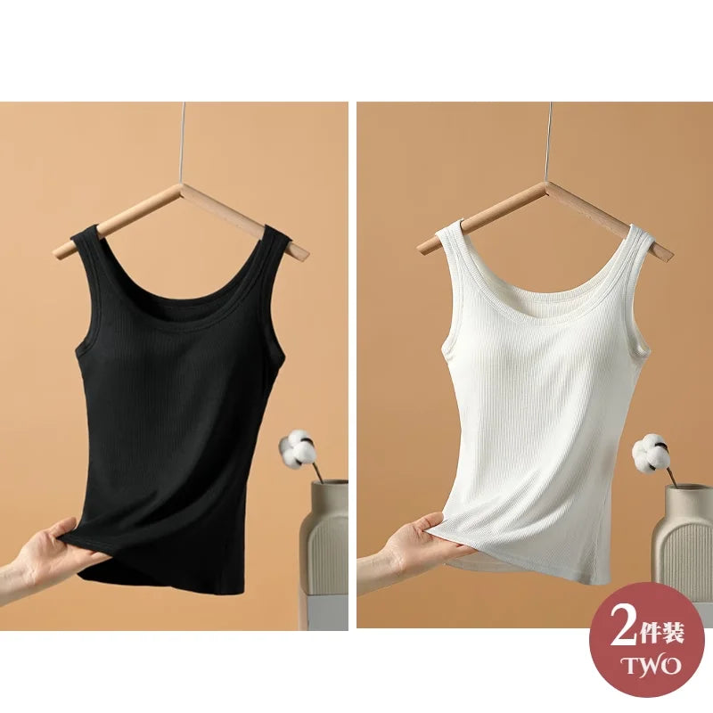2025 New Summer Women Sleeveless Vest Built in Bra Camisole Korean Style Tank Top Women Clothing Tank Top Women
