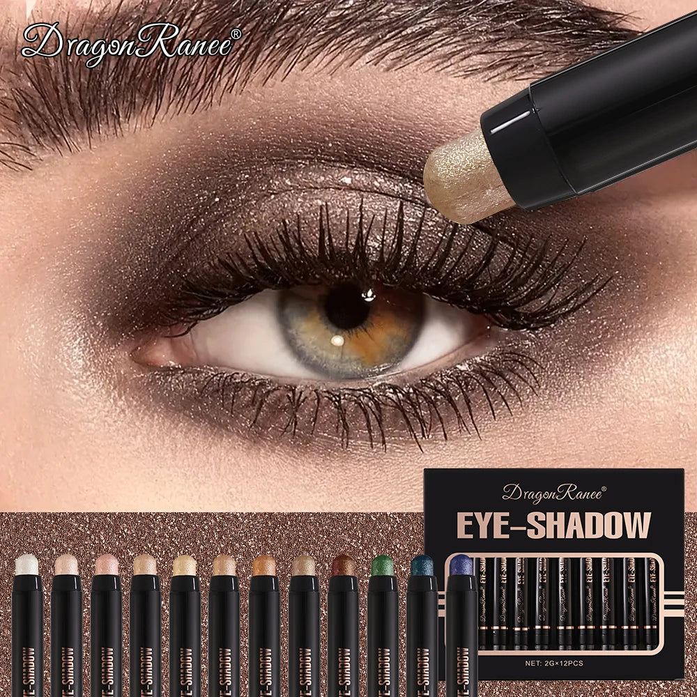 12-Piece Eye Shadow Pen Set, Pearlescent Fine Shimmer, Delicate Silky, Non-Smudged Eye Shadow, Eye Modification, Long-Lasting Ma