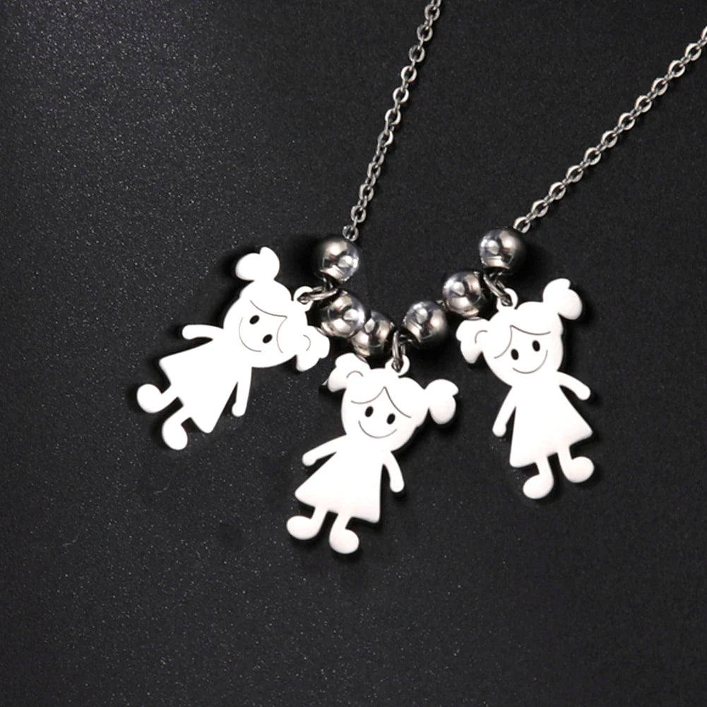 Personalized Boy Girl Necklace Custom Chain Name Mother Father Day Kid Family Gift For Women Men Stainless Steel Pendant Jewelry