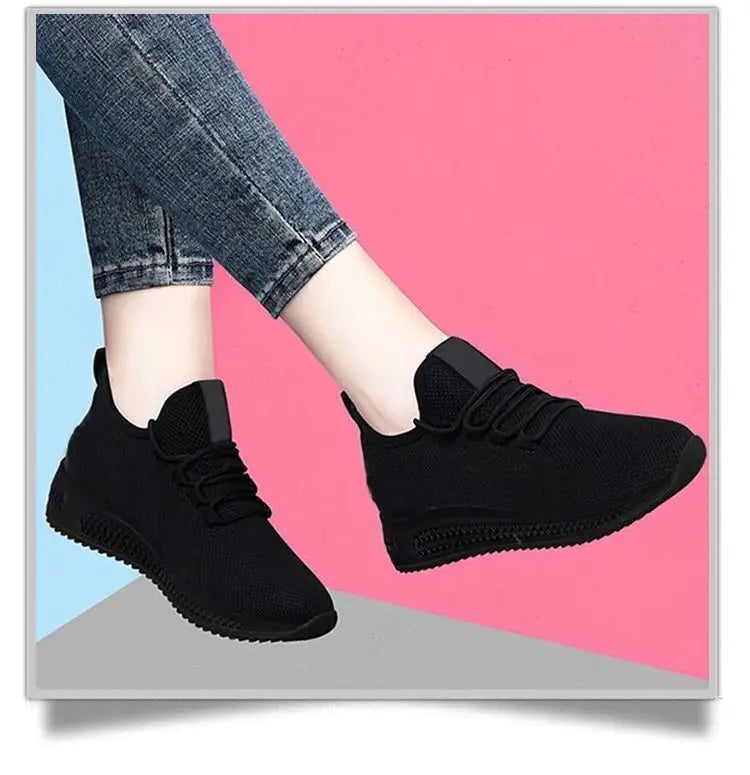 Women's Breathable Non-slip Platform Fashion New Casual Shoes Korean Running Shoes Black Sneakers Shoes for Women 2024 Autumn