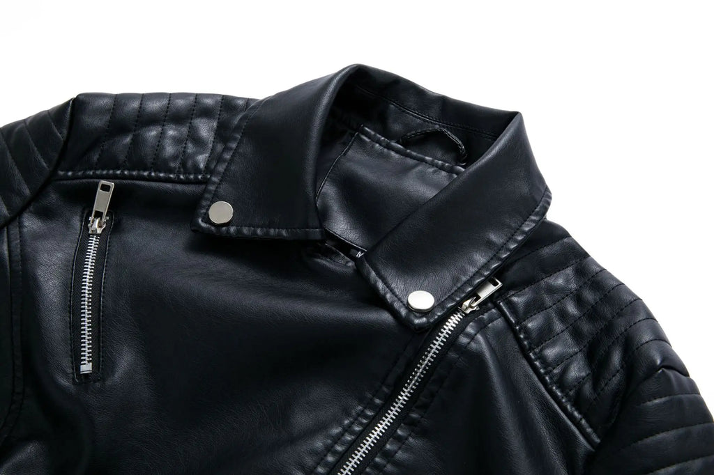 Spring and Autumn short women's leather jacket, Slim lapel biker suit, oblique zipper jacket women's coat