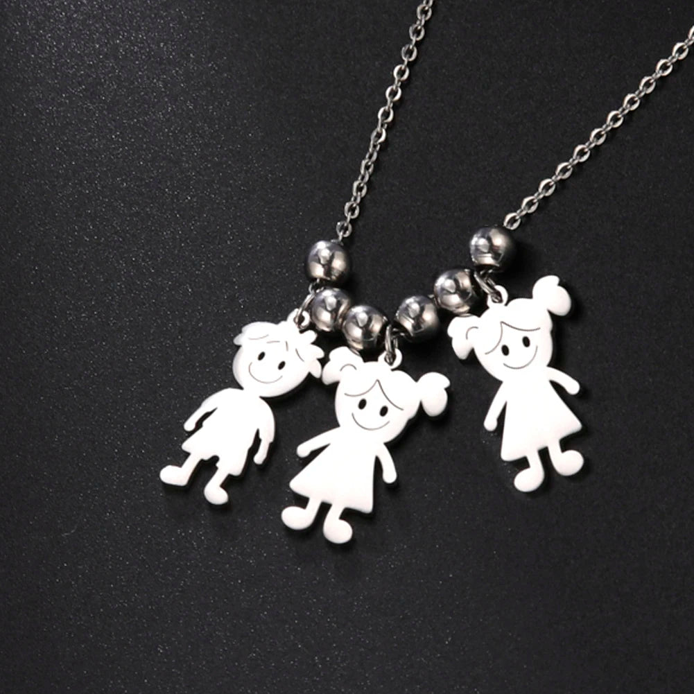 Personalized Boy Girl Necklace Custom Chain Name Mother Father Day Kid Family Gift For Women Men Stainless Steel Pendant Jewelry