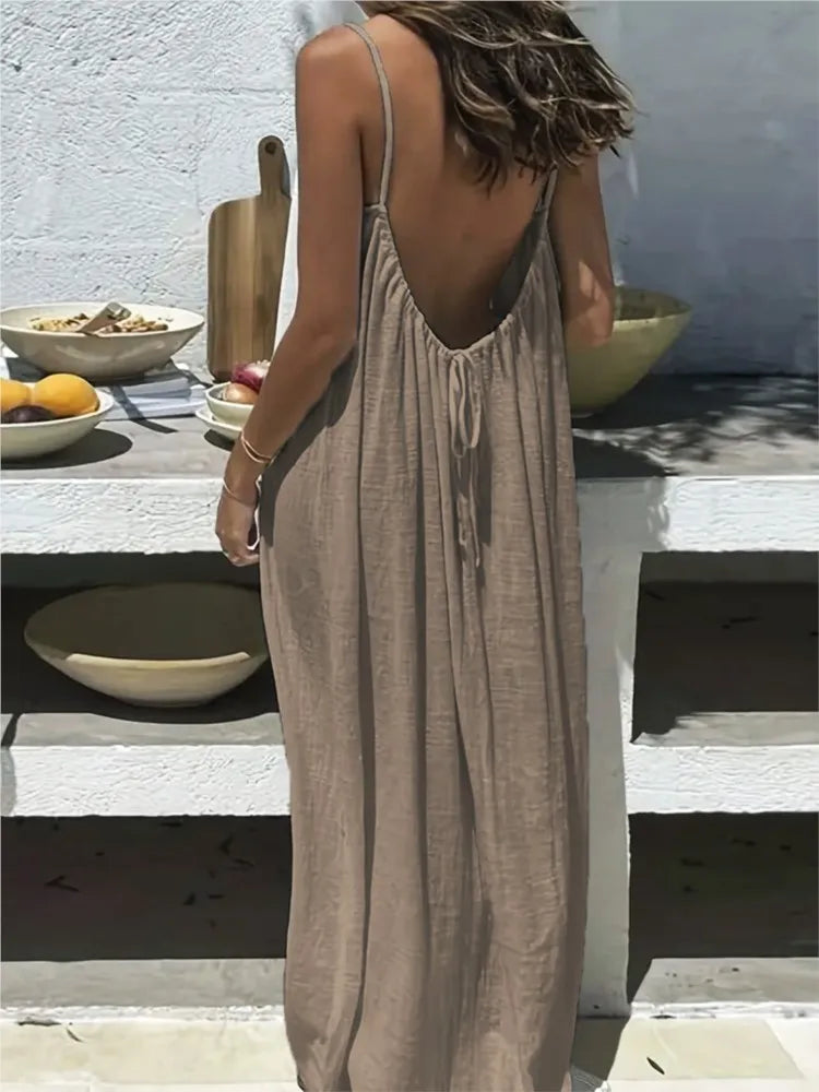 Sexy Suspender Dress For Women Fashionable Solid Color New Backless Strappy Loose Casual Dress For Women 2026
