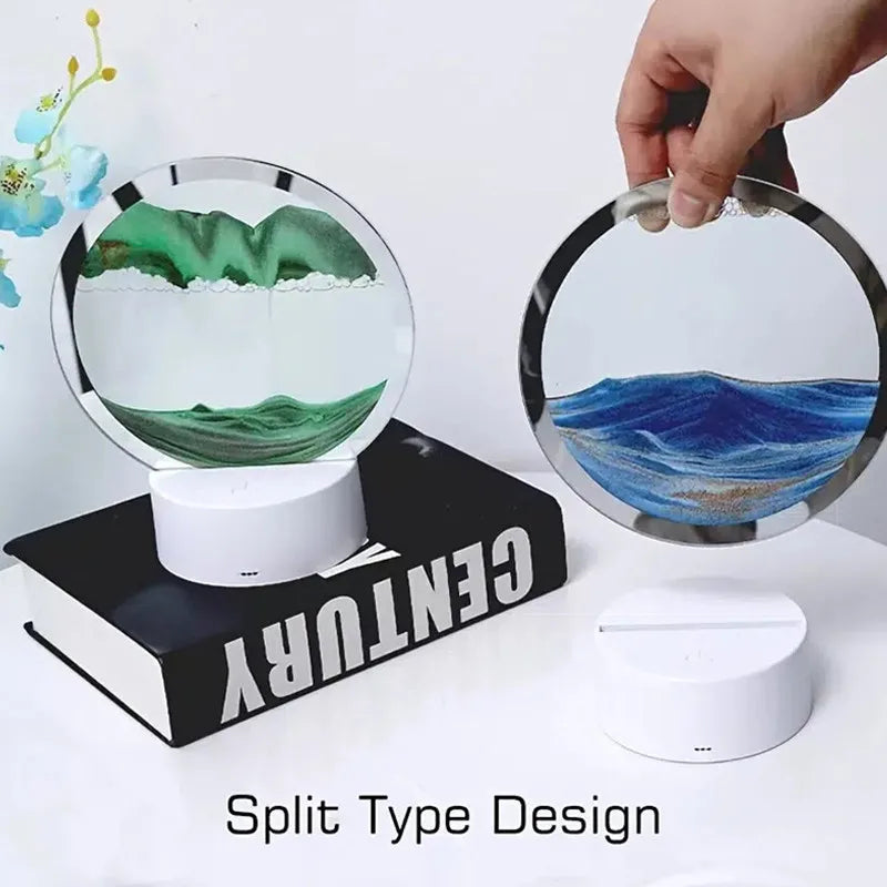 Quicksand Table Lamp, internet red hourglass decompression ornament 3D three-dimensional sand painting water painting colorful R