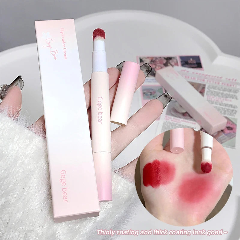 Hot Sales Gege Bear Makeup Sponge Tip Lippie Lip Powder Cream Birthday Gift Matte Non-Stick Cup Cute Lip Powder Cream Lip Mud