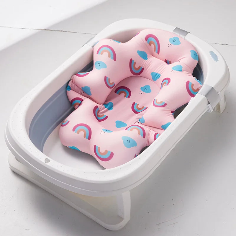 Baby Shower Bath Tub Pad Non-Slip Bathtub Mat Newborn Safe Security Bath Support Cushion Suspension Soft Pillow Care Accessories
