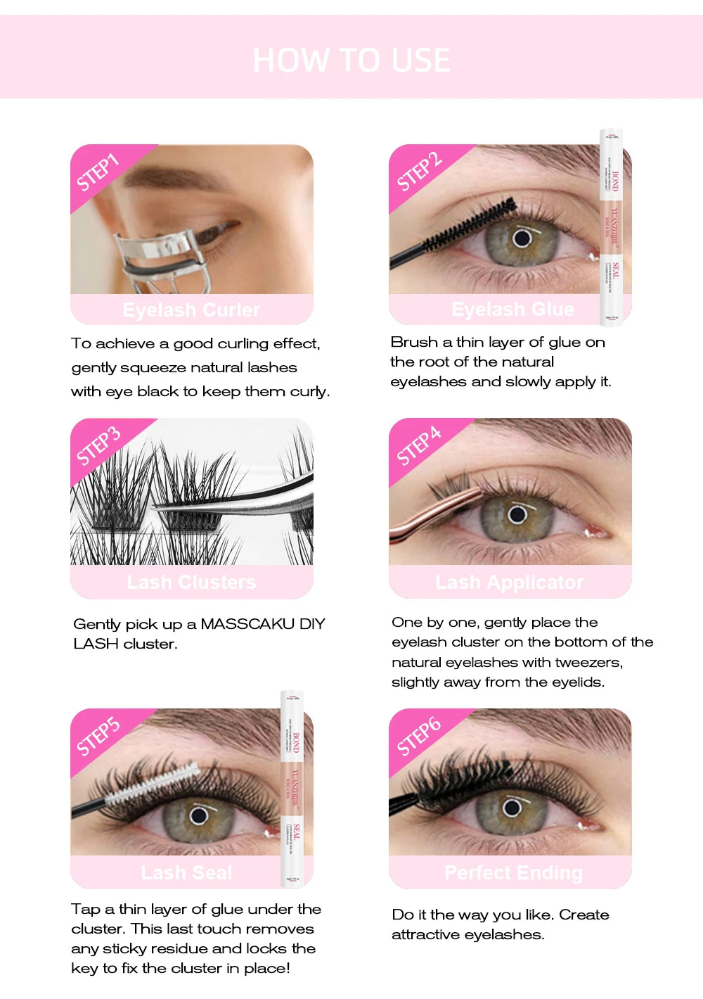 10cases/lot YUANZHIJIE Knot-free lashes Clusters 100% Hand-Tufted Anime Eyelashes Premium Materail Cruetly-free lash Extensions