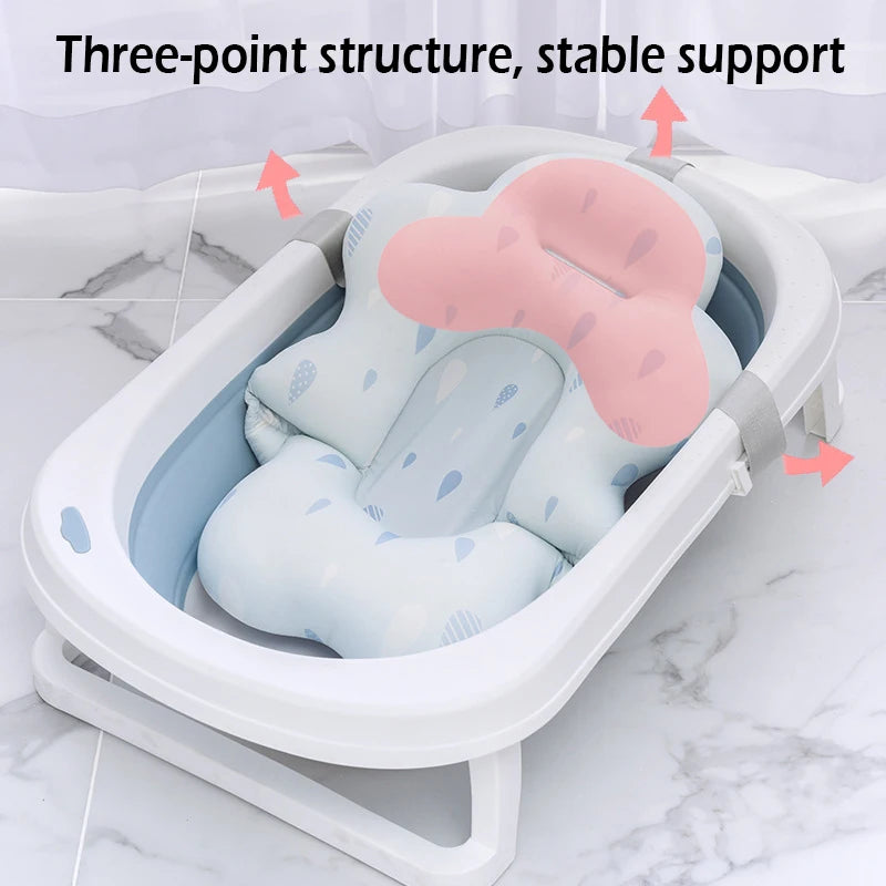 Baby Shower Bath Tub Pad Non-Slip Bathtub Mat Newborn Safe Security Bath Support Cushion Suspension Soft Pillow Care Accessories