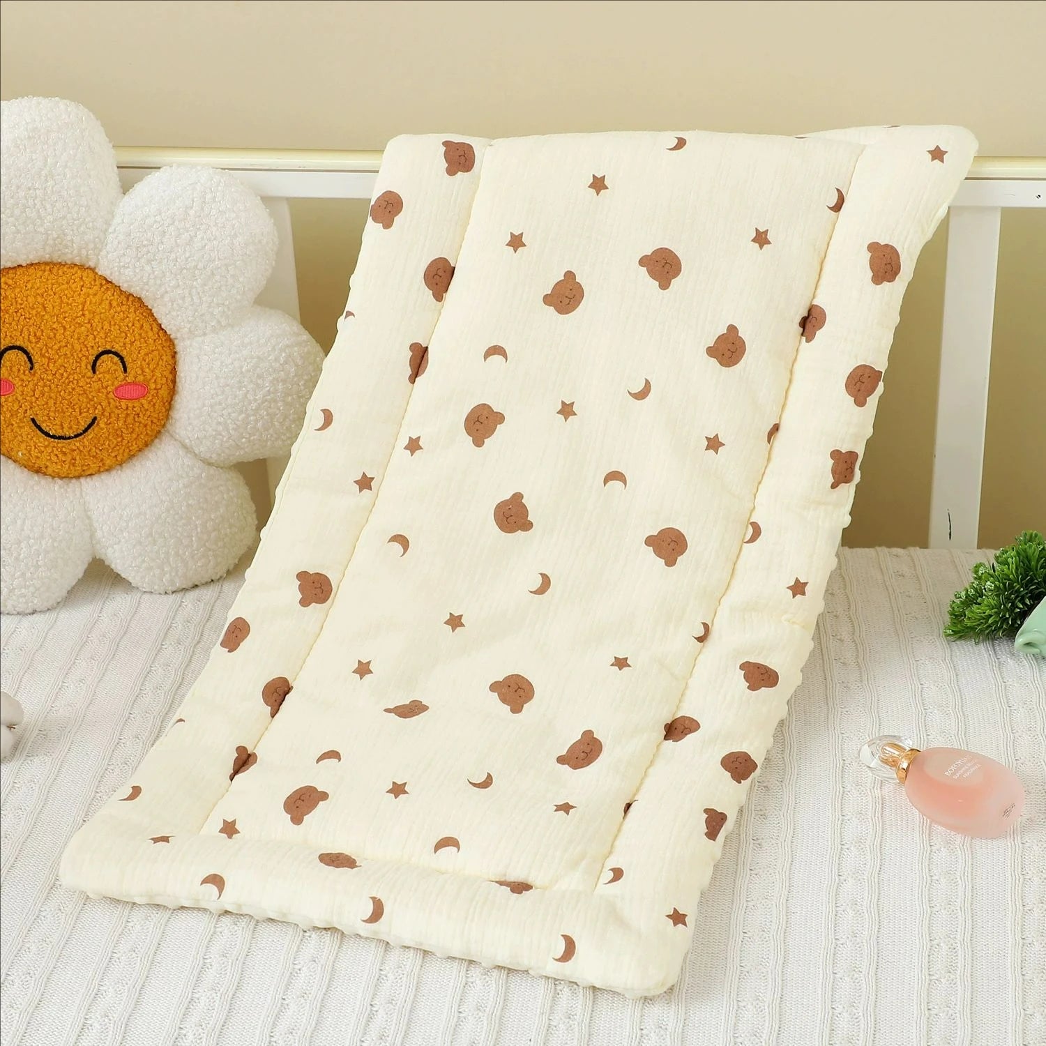 Cartoon Bear Baby Stroller Seat Cushion Cotton Soft Newborn Car Seat Pad Infant Pushchair Mattress Mat Kid Pram Accessories