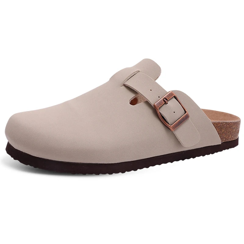 Shevalues Cork Suede Clogs For Women Cork Slippers Summer Cork Sandals Fashion Beach Slides Classic Mules Men Clogs Baotou Shoes