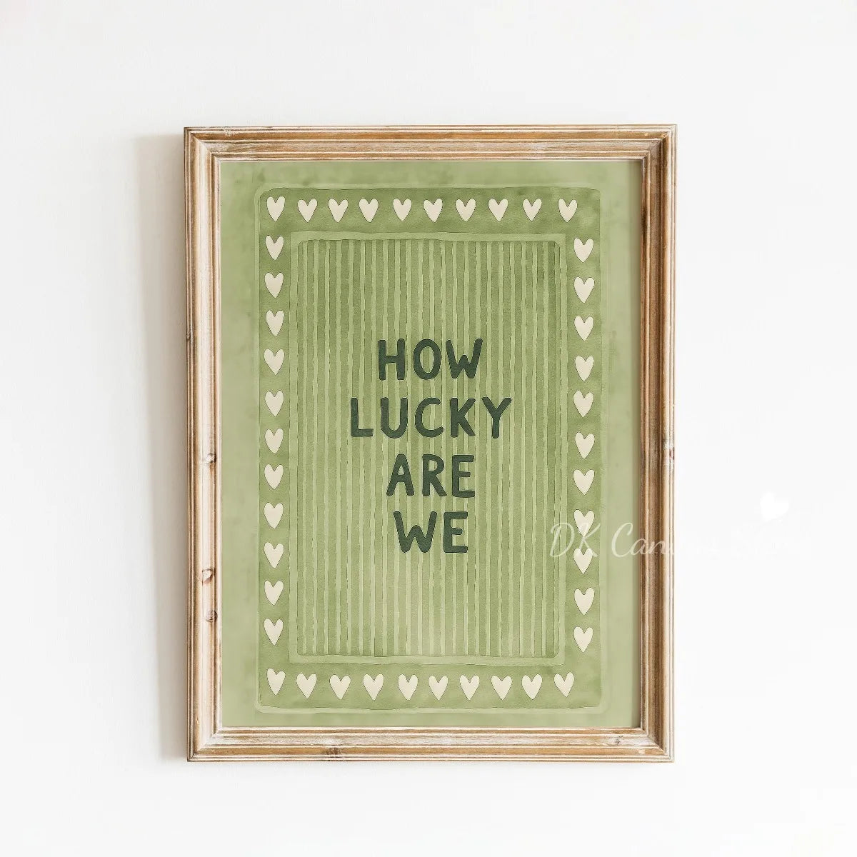 "How Lucky Are We" Quote Canvas Print Poster Modern Heart Stripe Art Prints Bedroom Living Room Wall Art Home Decor Poster