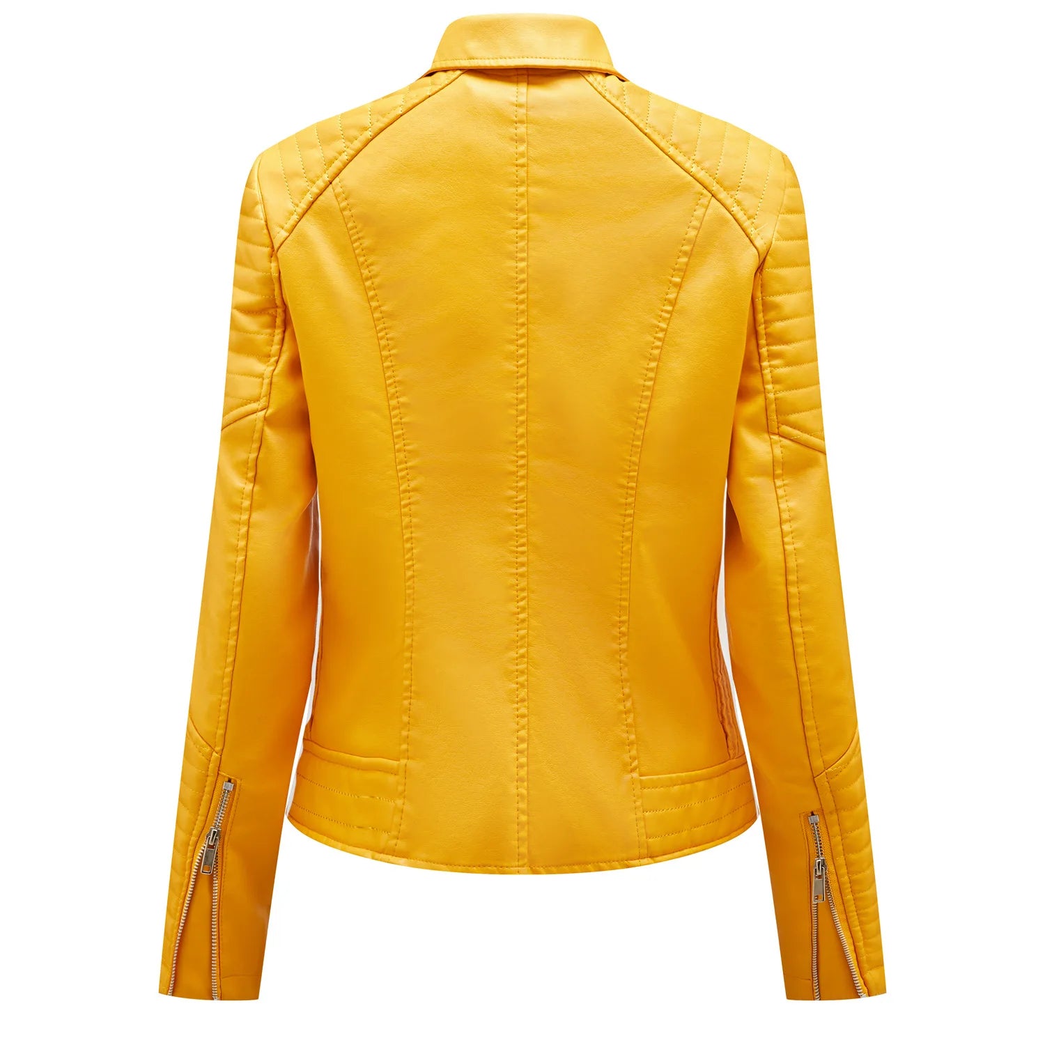 Spring and Autumn short women's leather jacket, Slim lapel biker suit, oblique zipper jacket women's coat