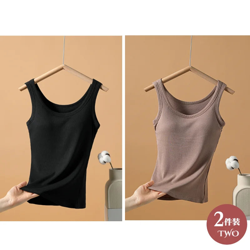2025 New Summer Women Sleeveless Vest Built in Bra Camisole Korean Style Tank Top Women Clothing Tank Top Women