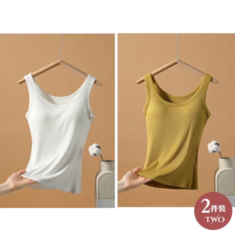 2025 New Summer Women Sleeveless Vest Built in Bra Camisole Korean Style Tank Top Women Clothing Tank Top Women
