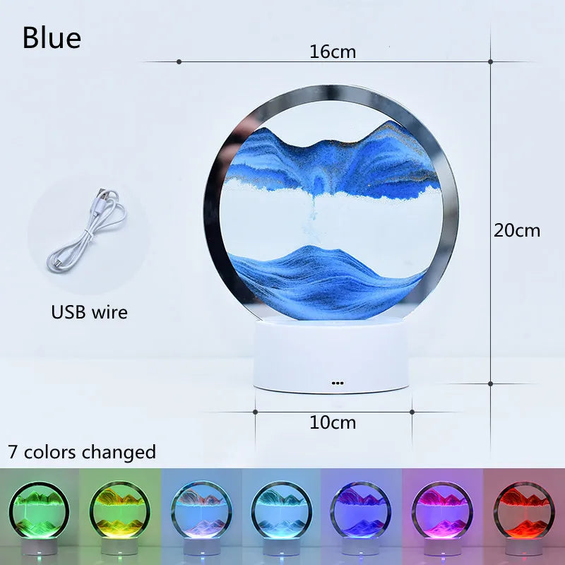 Quicksand Table Lamp, internet red hourglass decompression ornament 3D three-dimensional sand painting water painting colorful R