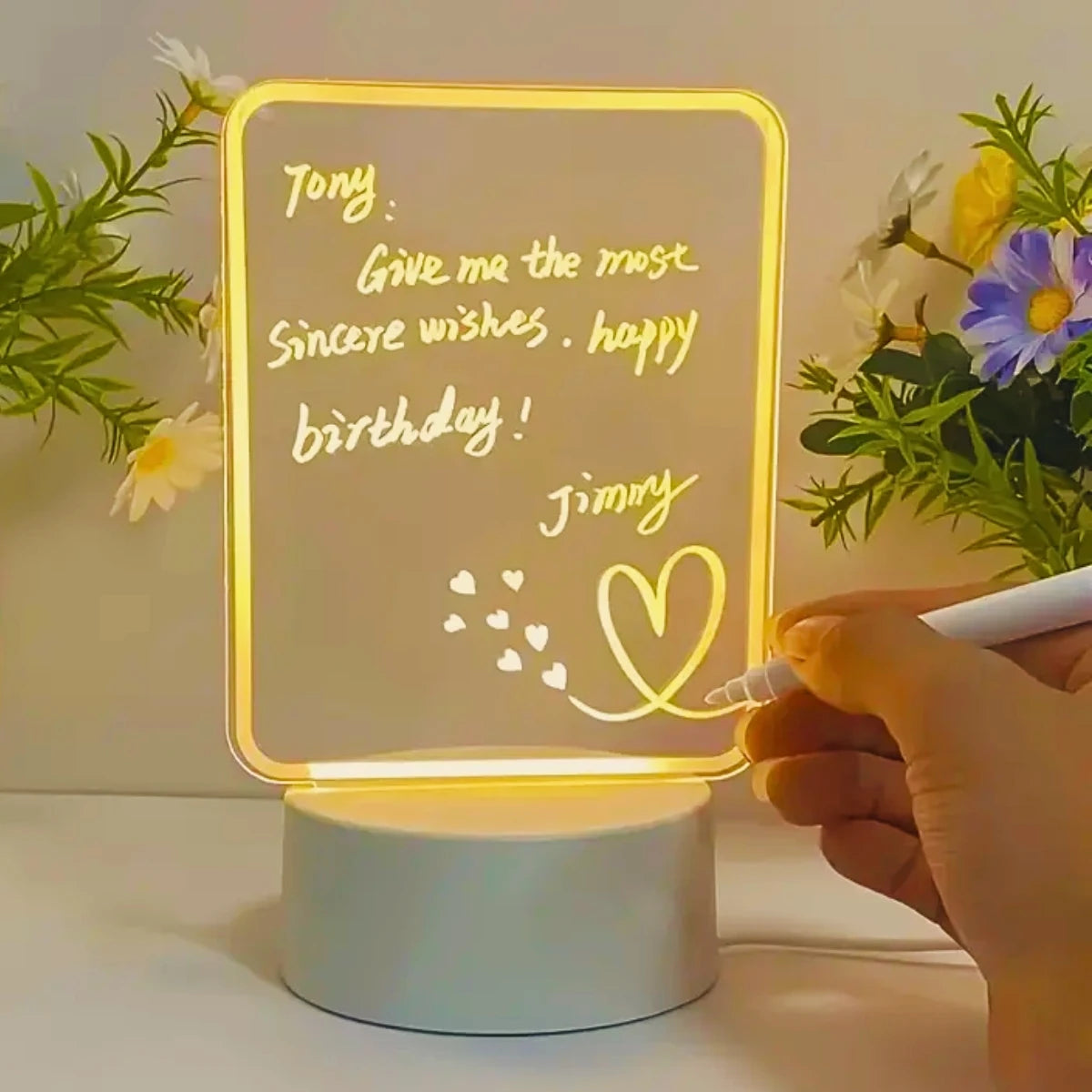 LED message board warm light night light erasable writing board, desktop decorative light, suitable for home bedrooms and living